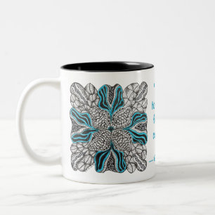 Caneca De Café Em Dois Tons Caneca de Rabiscos Desenhados à Mão em Azul