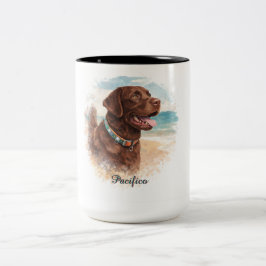 Caneca De Café Em Dois Tons Caneca de retrato personalizado de cachorro em aqu