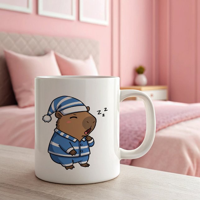 Caneca De Café Em Dois Tons Caneca do Capivara Sonolento Fofo | Café Aconchega (Criador carregado)