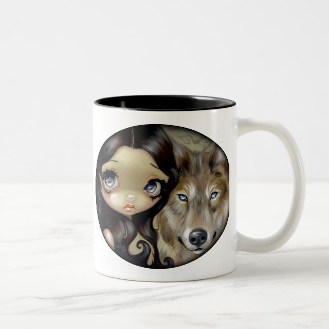 Caneca De Café Em Dois Tons "Caneca do lobo Eyed prata" (Direita)