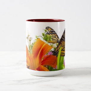 Caneca De Café Em Dois Tons Caneca do tom da borboleta dois da flor