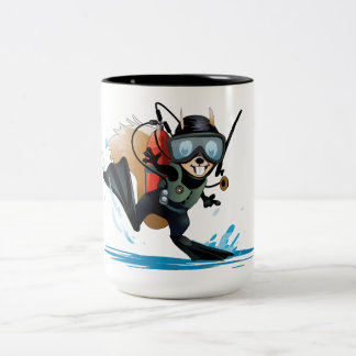 Caneca De Café Em Dois Tons caneca do tom do esquilo dois do mergulho autónomo