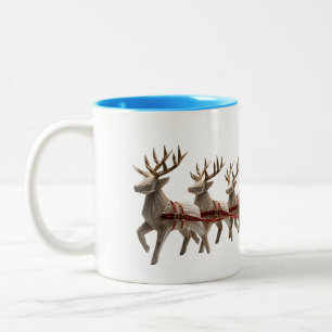 Caneca De Café Em Dois Tons Caneca do Trenó do Papai Noel com Rena em Origami