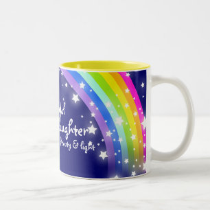 Caneca De Café Em Dois Tons "Caneca dos azuis marinhos do arco-íris da neta