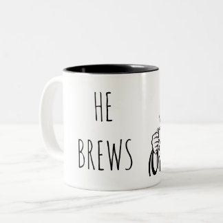 Caneca De Café Em Dois Tons Caneca Ele Prepara Café 11 oz.