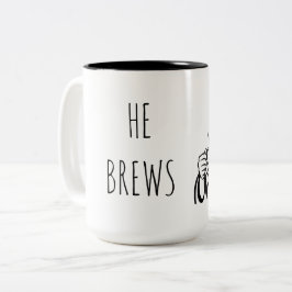 Caneca De Café Em Dois Tons Caneca Ele Prepara Café 15 oz.
