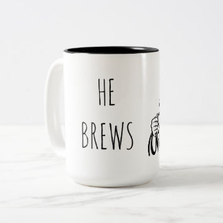 Caneca De Café Em Dois Tons Caneca Ele Prepara Café 15 oz.