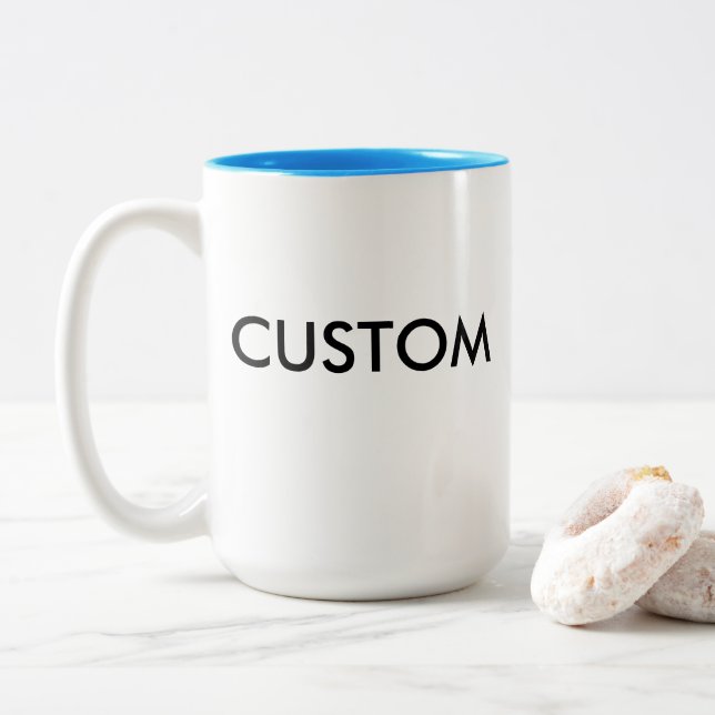 Caneca De Café Em Dois Tons Caneca em Tom Duplo Personalizável - Grande, AZUL  (Com Donut)