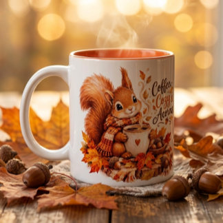 Caneca De Café Em Dois Tons Caneca Esquilo Café Aconchegante & Nozes – Aguarel