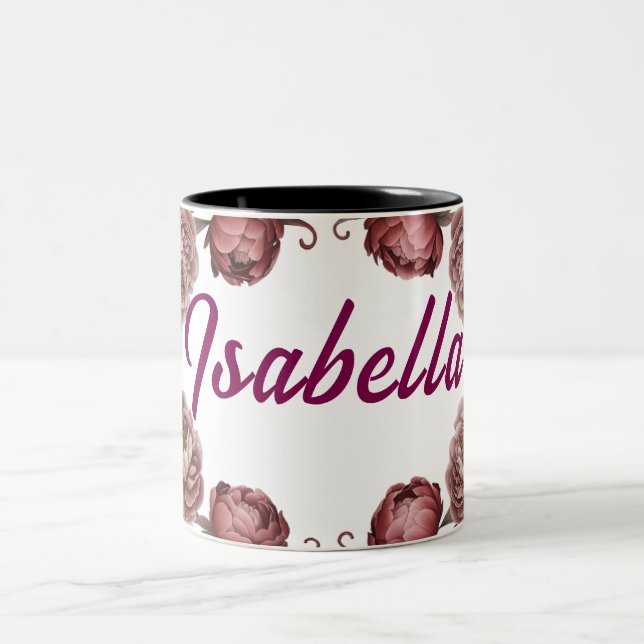 Caneca De Café Em Dois Tons Caneca floral de dois tons personalizável (Centro)