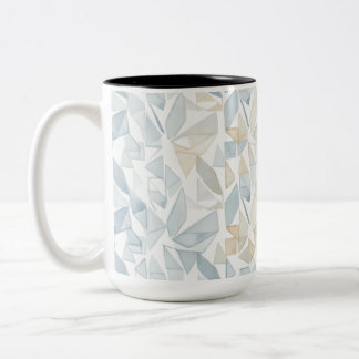 Caneca De Café Em Dois Tons "Caneca Geométrica Neutra de Aquarela Abstrata"