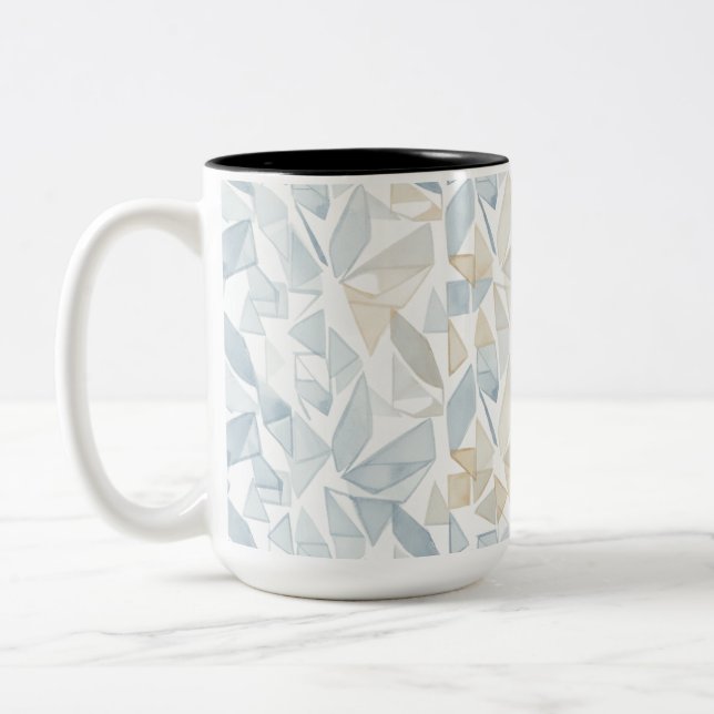 Caneca De Café Em Dois Tons "Caneca Geométrica Neutra de Aquarela Abstrata" (Esquerda)