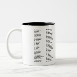 Caneca De Café Em Dois Tons Caneca Lista dos 50 Estados em Ordem Alfabética