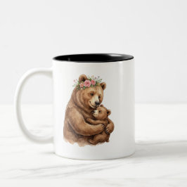 Caneca De Café Em Dois Tons Caneca Mãe e Filhote de Urso em Aquarela Fofa