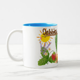 Caneca De Café Em Dois Tons Caneca, Nome Personalizado, Tema Jardim