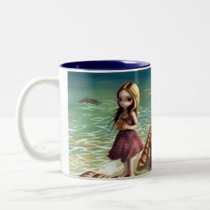 Caneca De Café Em Dois Tons "Caneca pelo beira-mar"
