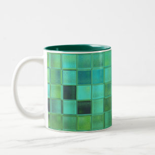 Caneca De Café Em Dois Tons Caneca personalizada de Sea Glass Mosaic em vário