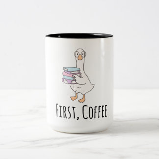 Caneca De Café Em Dois Tons Caneca "Primeiro Café" do Pato Divertido – Café da