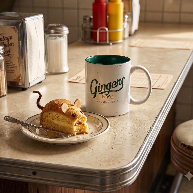 Caneca De Café Em Dois Tons Caneca Retro Diner Ginger’s NYC Mouseteria – Dois  (Breakfast of Champions.)