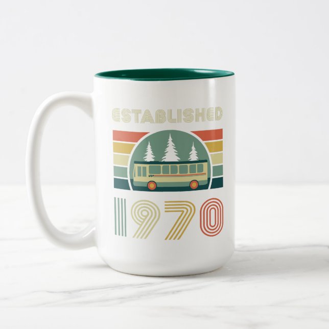 Caneca De Café Em Dois Tons Caneca Retro Estabelecida em 1970 (Esquerda)