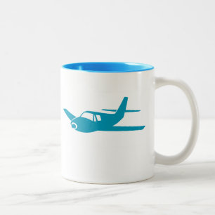 Caneca De Café Em Dois Tons Caneta de café de avião azul simples