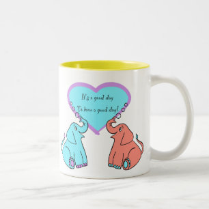 Caneca De Café Em Dois Tons Caneta de Coração de Elefante de Mensagem Inspirac