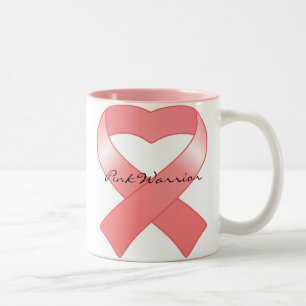 Caneca De Café Em Dois Tons Caneta de Coração de Fita Rosa