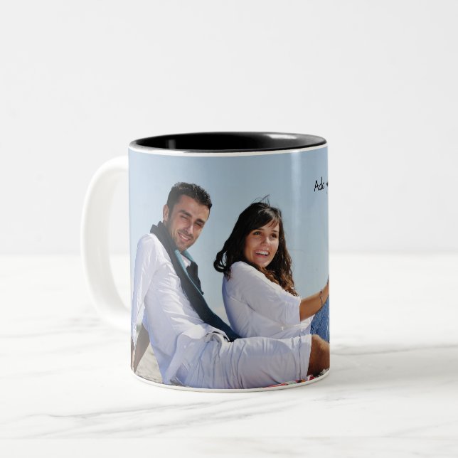 Caneca De Café Em Dois Tons Caneta de fotos personalizada (Frente Esquerda)