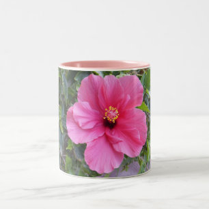 Caneca De Café Em Dois Tons Caneta de Hibiscus rosa - escolha estilo e cor
