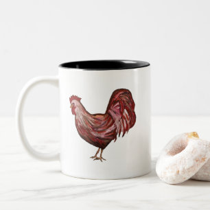 Caneca De Café Em Dois Tons Caneta de Ilustração de Fazenda de Galo