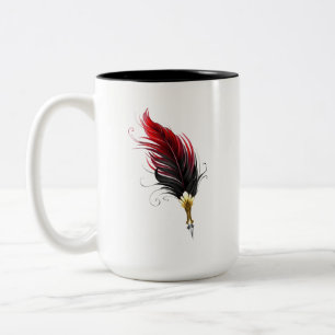 Caneca De Café Em Dois Tons Caneta de penas vermelhas com ninho de ouro