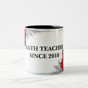 Caneca De Café Em Dois Tons Caneta de professor de matemática floral de dois t