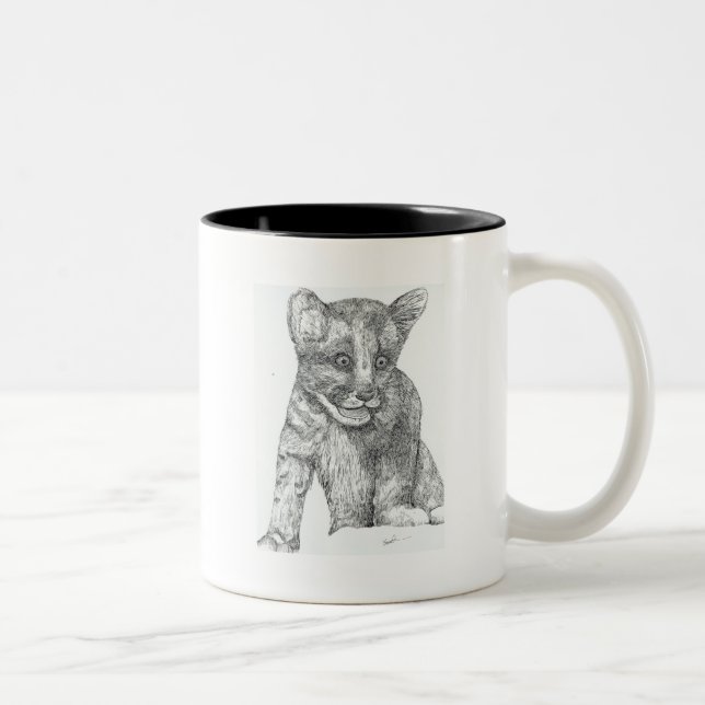 Caneca De Café Em Dois Tons Caneta e tinta do Cubo do Tigre (Direita)