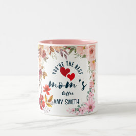 Caneca De Café Em Dois Tons Caneta Floral Botânica Personalizada Para Mãe