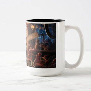 Caneca De Café Em Dois Tons Caneta gnomo do engenheiro adorável