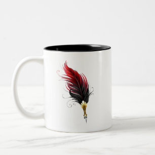 Caneca De Café Em Dois Tons Caneta pena vermelha com ponta de ouro