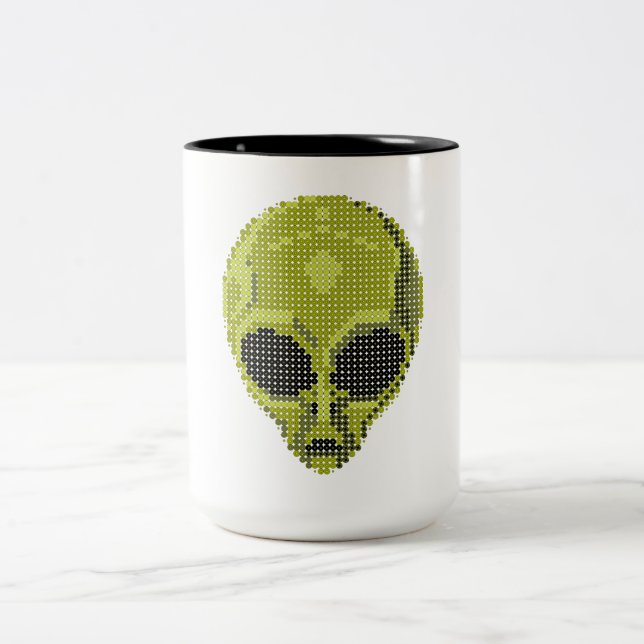 Caneca De Café Em Dois Tons Canetas de Alienígena verde (Centro)