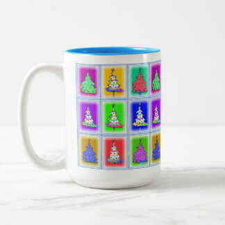 Caneca De Café Em Dois Tons Canhão de Árvores de Natal