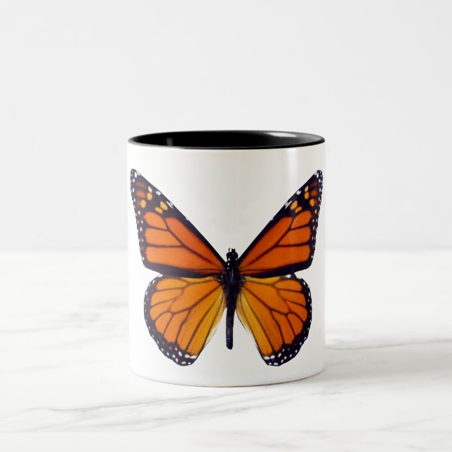 Caneca De Café Em Dois Tons Canhão de Borboleta Laranja (Centro)
