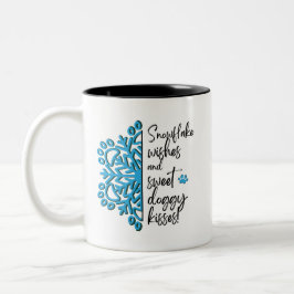Caneca De Café Em Dois Tons Canhão de Cães Snowflake Kisses
