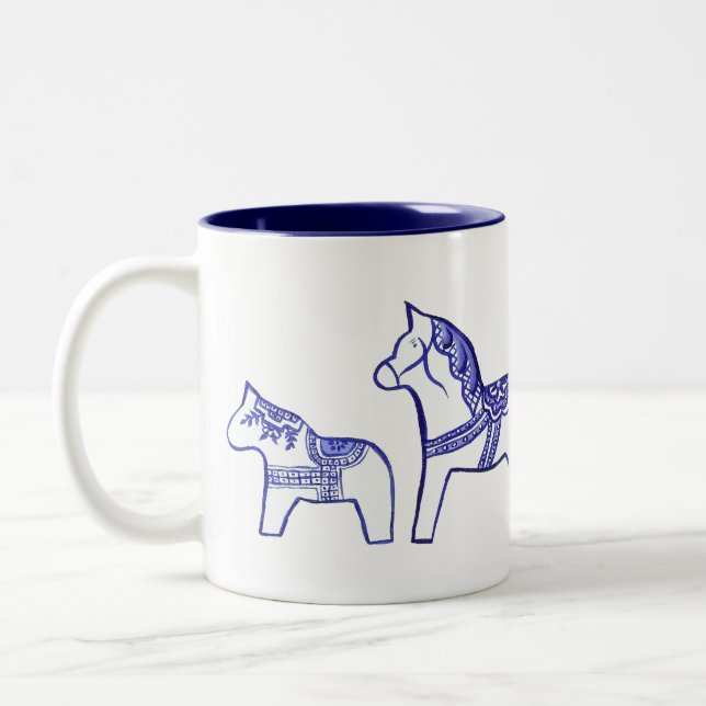 Caneca De Café Em Dois Tons Canhão de Dala Azul e Branco (Esquerda)