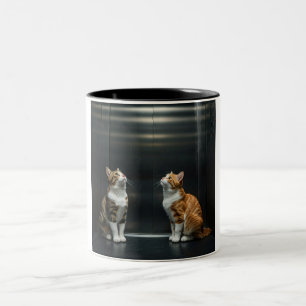 Caneca De Café Em Dois Tons Canhão de Elevador Gato Puro-Feico