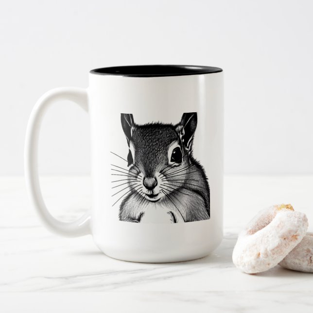 Caneca De Café Em Dois Tons Canhão de Esquilo (Com Donut)