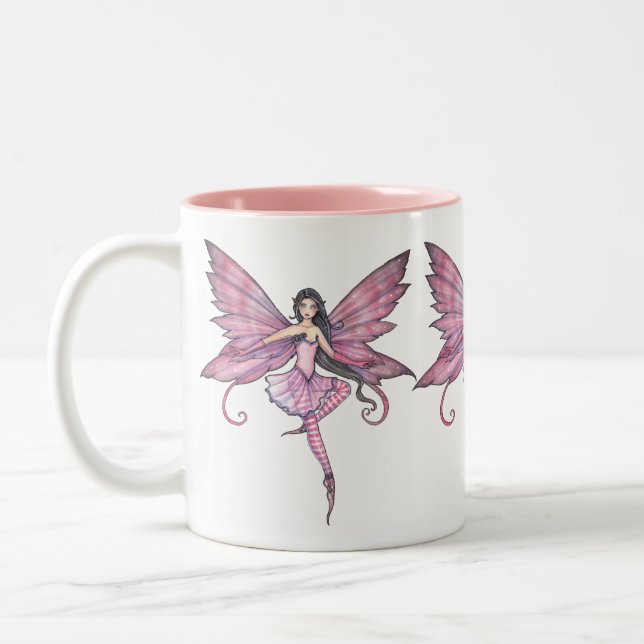 Caneca De Café Em Dois Tons Canhão de Fada Dançante Rosa (Esquerda)