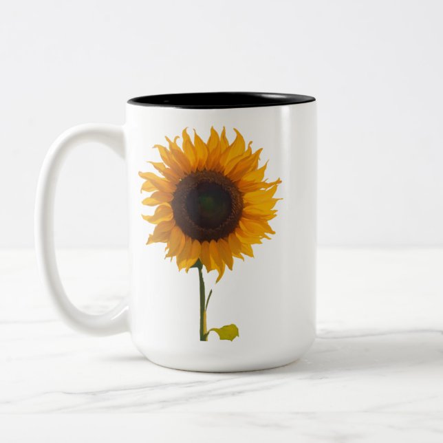 Caneca De Café Em Dois Tons Canhão de Girassol Radiante - 15 oz (Esquerda)