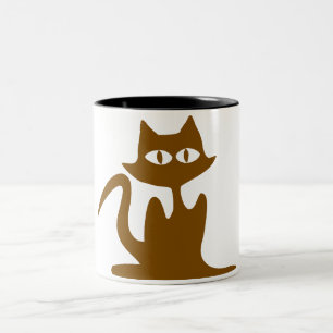 Caneca De Café Em Dois Tons Canhão de Ilustração de Vetor de Gato de Cômica