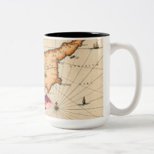 Caneca De Café Em Dois Tons Canhão de Mapa Náutico do Século Xxi/Séc. XVII