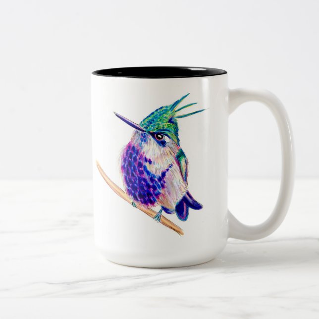Caneca De Café Em Dois Tons Canhão de Plover Purple Hummingbird verde (Direita)