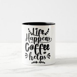 Caneca De Café Em Dois Tons Canhão de Tipografia Preta