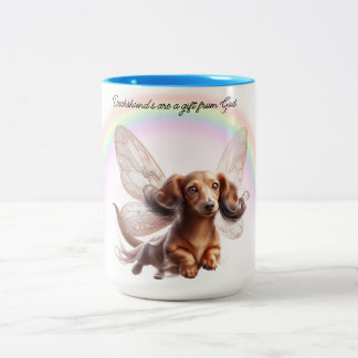 Caneca De Café Em Dois Tons Canhão Personalizado de Dachshund Voador